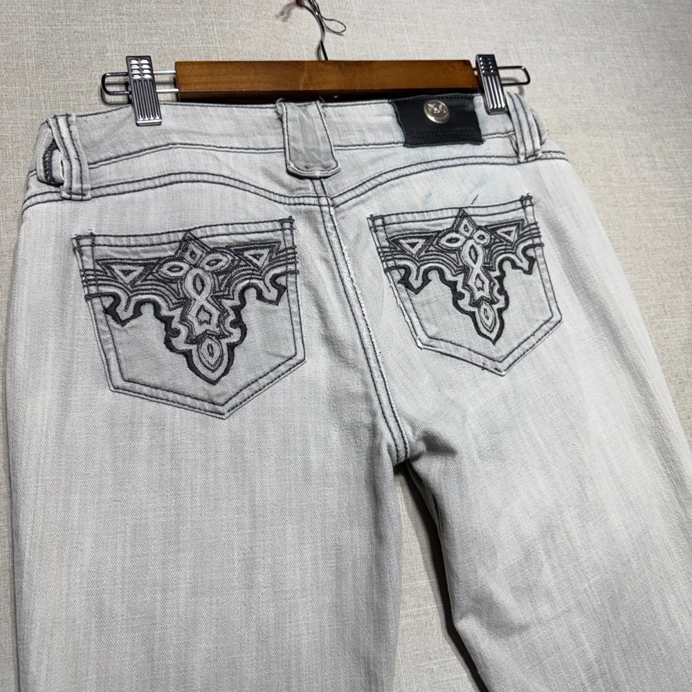 Antik Denim Women 26(30) Gray Straight WPB21144 Y2K Embroidered Low Rise Jeans